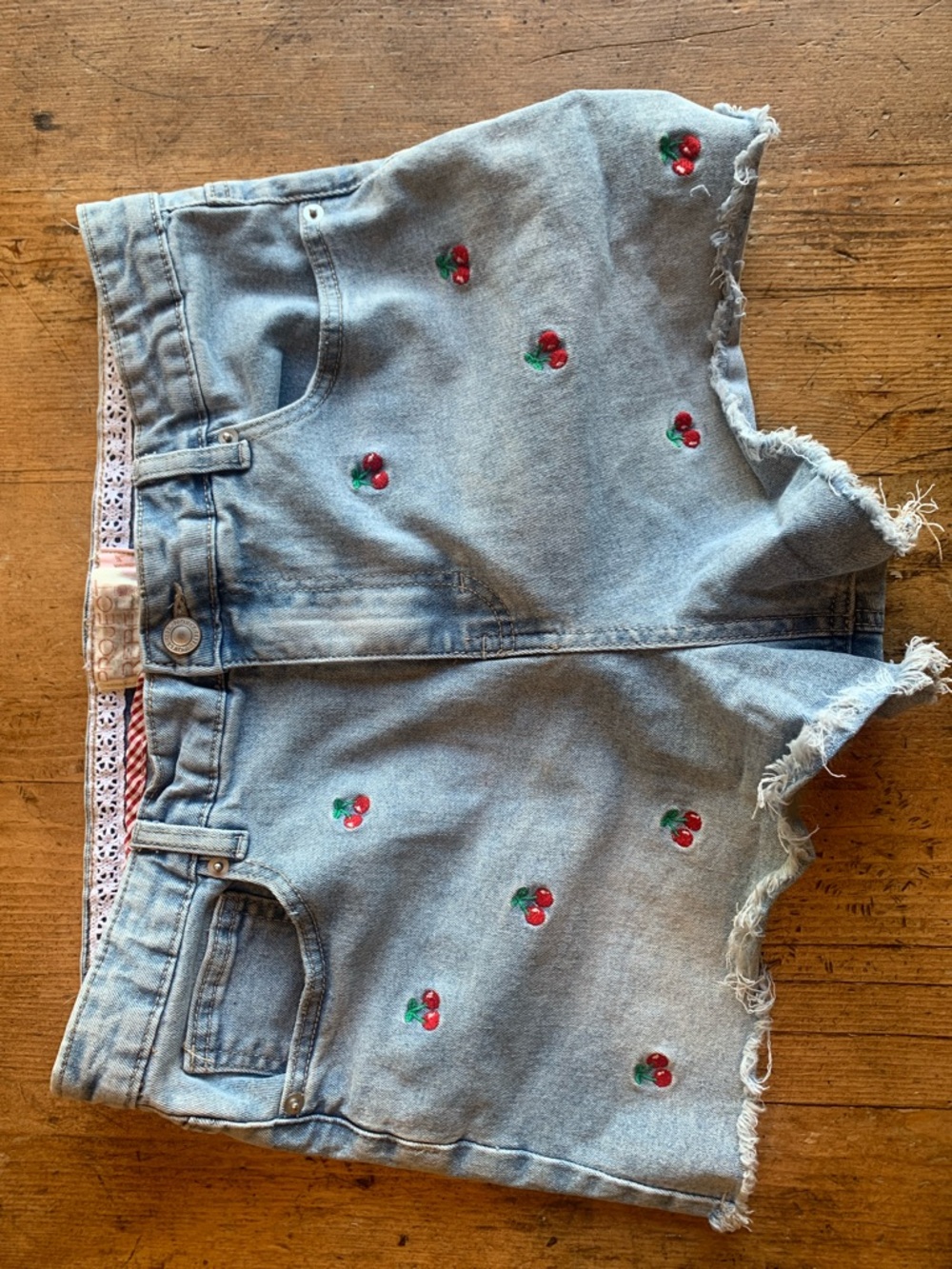 Project Rebel Cherry Embroidered Denim Shorts - Picture 8 of 16